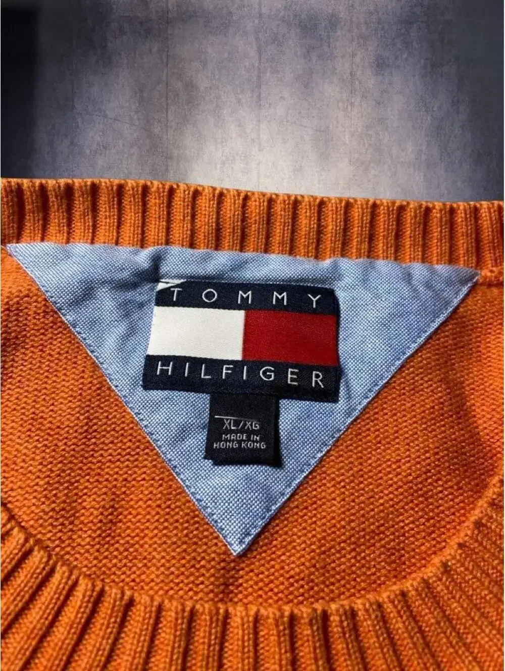 Vintage y2k Orange Tommy Hilfiger Knit sweater